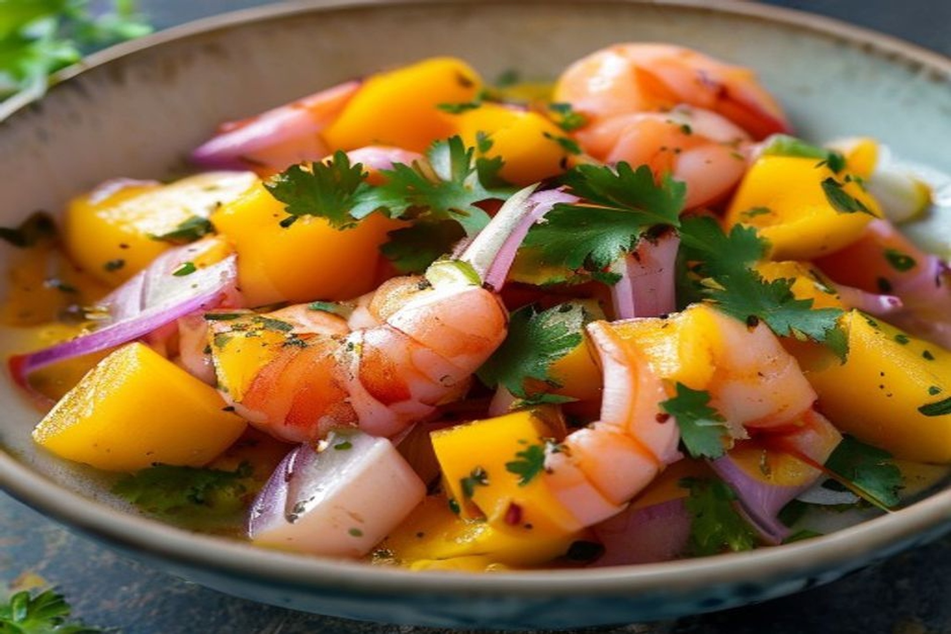 Ceviche de gambas con mango y lima