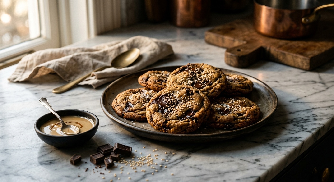 Galletas de tahini y chocolate