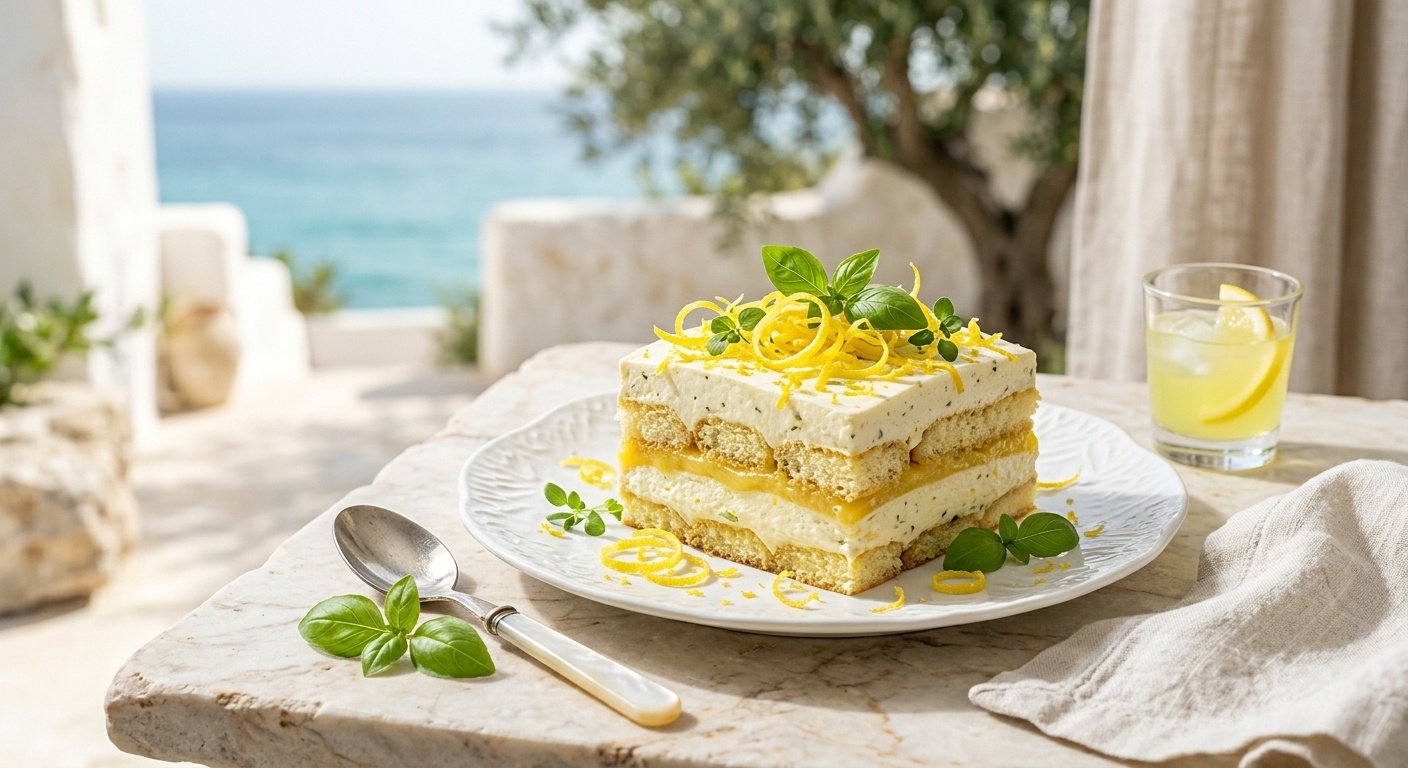 Tiramisú de Limón y Albahaca