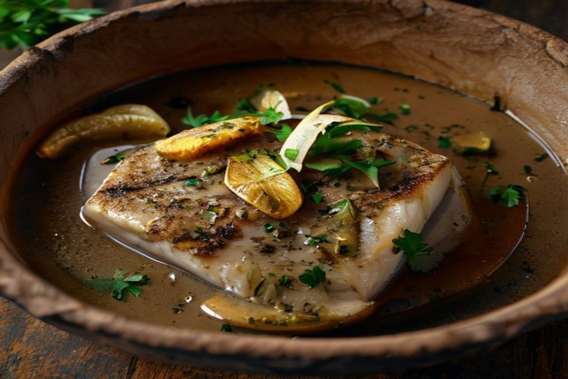 Bacalao al pil-pil con ajo negro