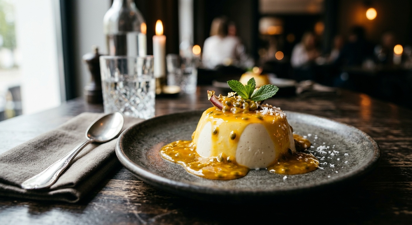 Panna Cotta de Coco y Maracuyá: La Fusión Maestra entre Piamonte y el Trópico