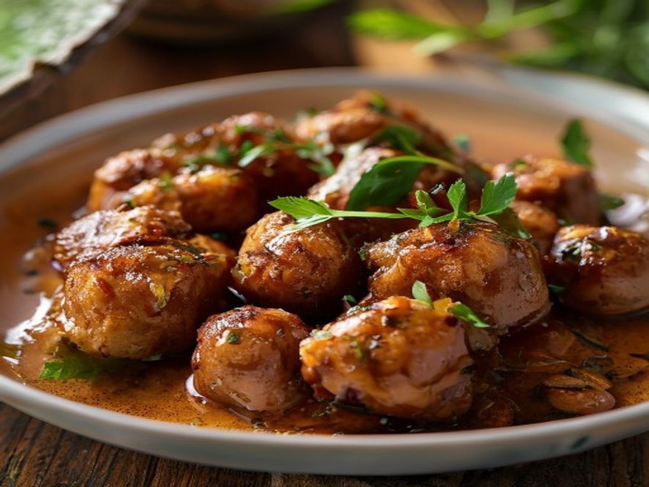 albóndigas en salsa de almendras y azafrán