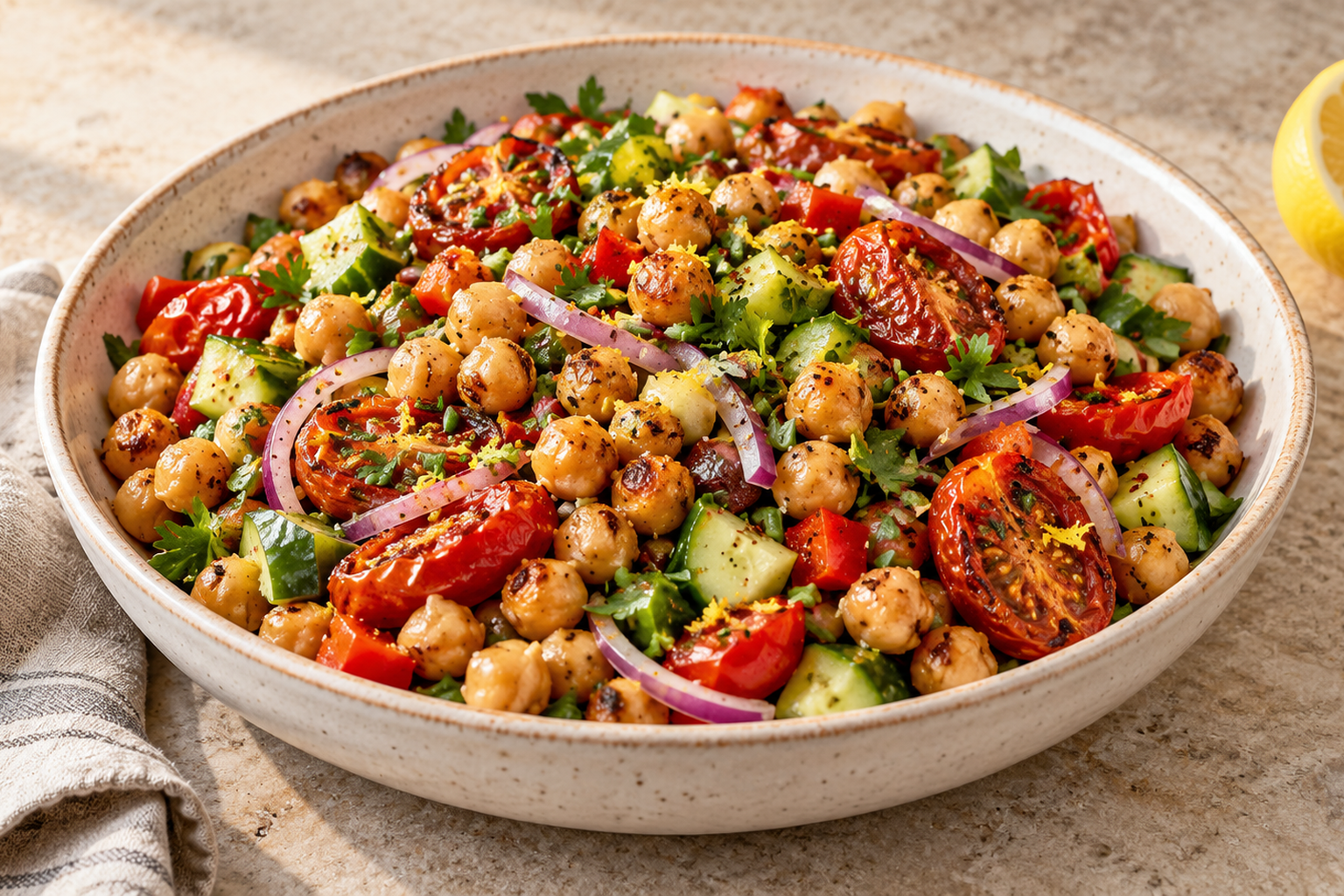 Receta de Ensalada de garbanzos al horno fácil preparada paso a paso — fotografía editorial de RecetaGenial