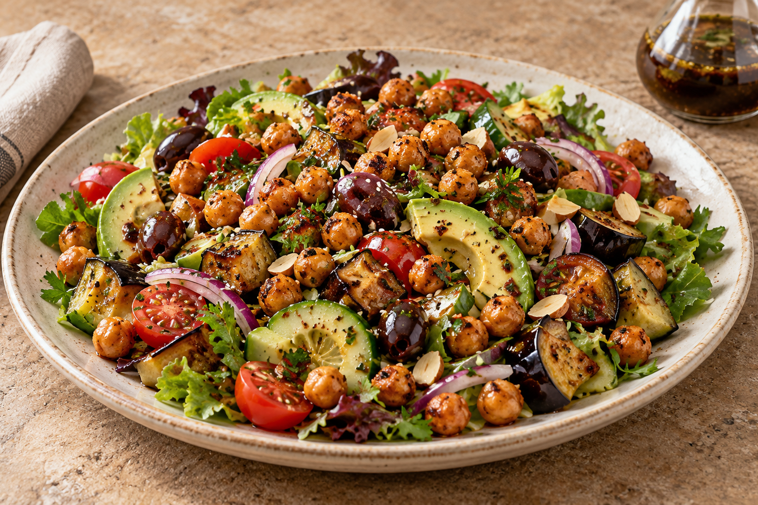 ensalada de garbanzos crujientes