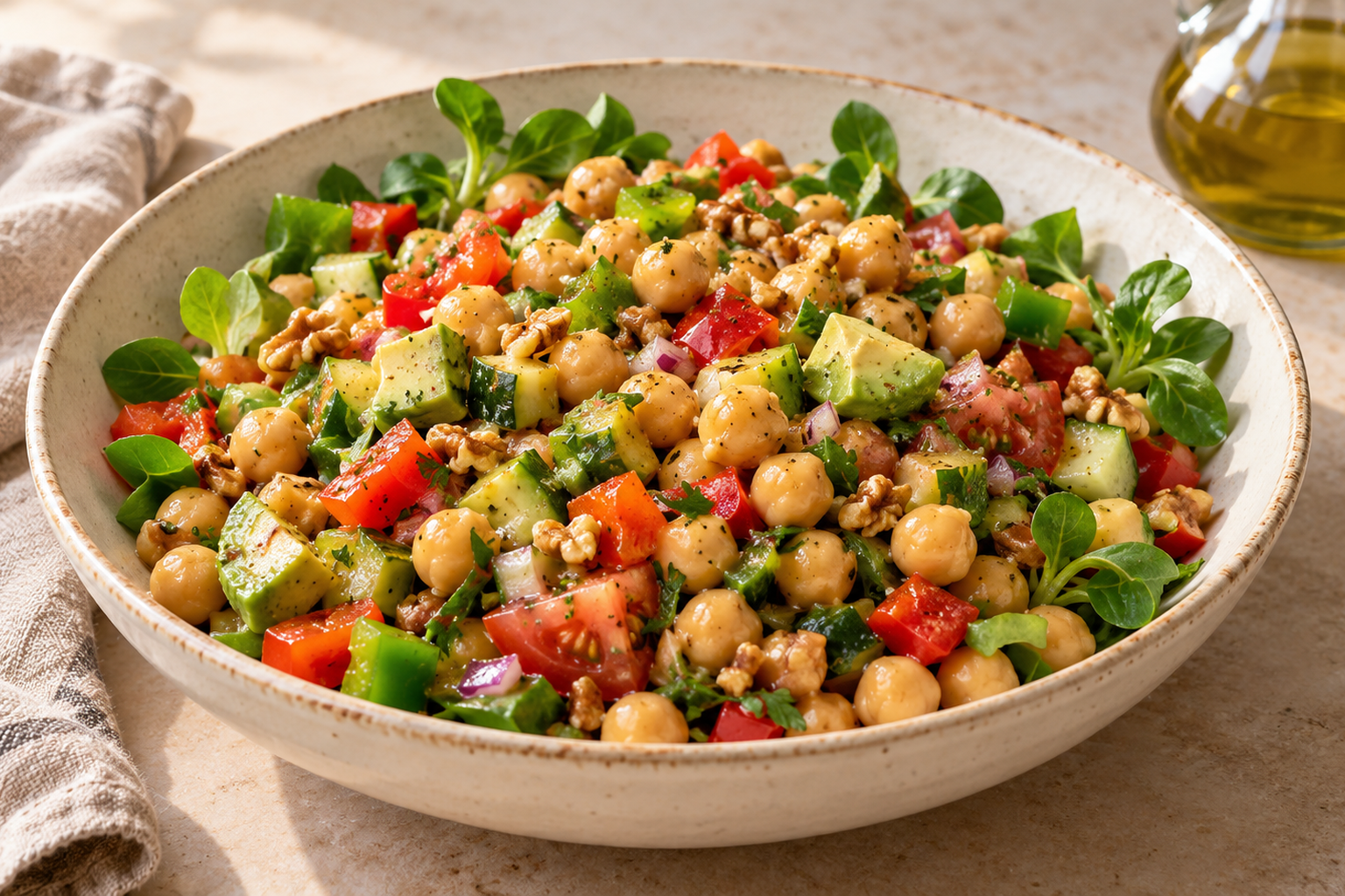 Receta de Ensalada de garbanzos en salsa de la abuela preparada paso a paso — fotografía editorial de RecetaGenial