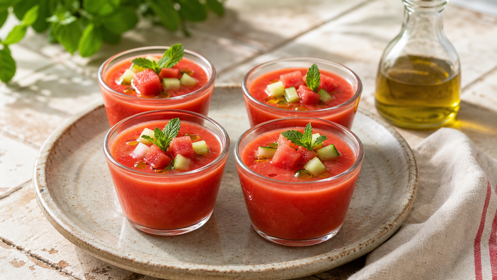 Gazpacho de sandía en vasitos