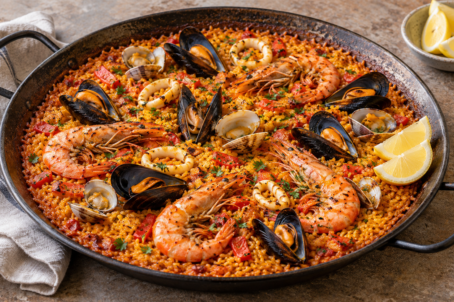 Receta de Paella de marisco al horno fácil preparada paso a paso — fotografía editorial de RecetaGenial