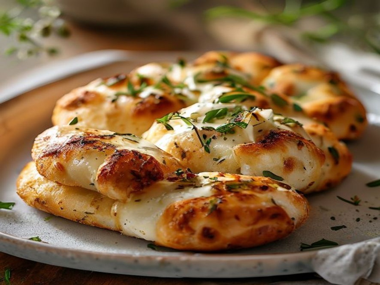 pan de ajo crujiente con mozzarella