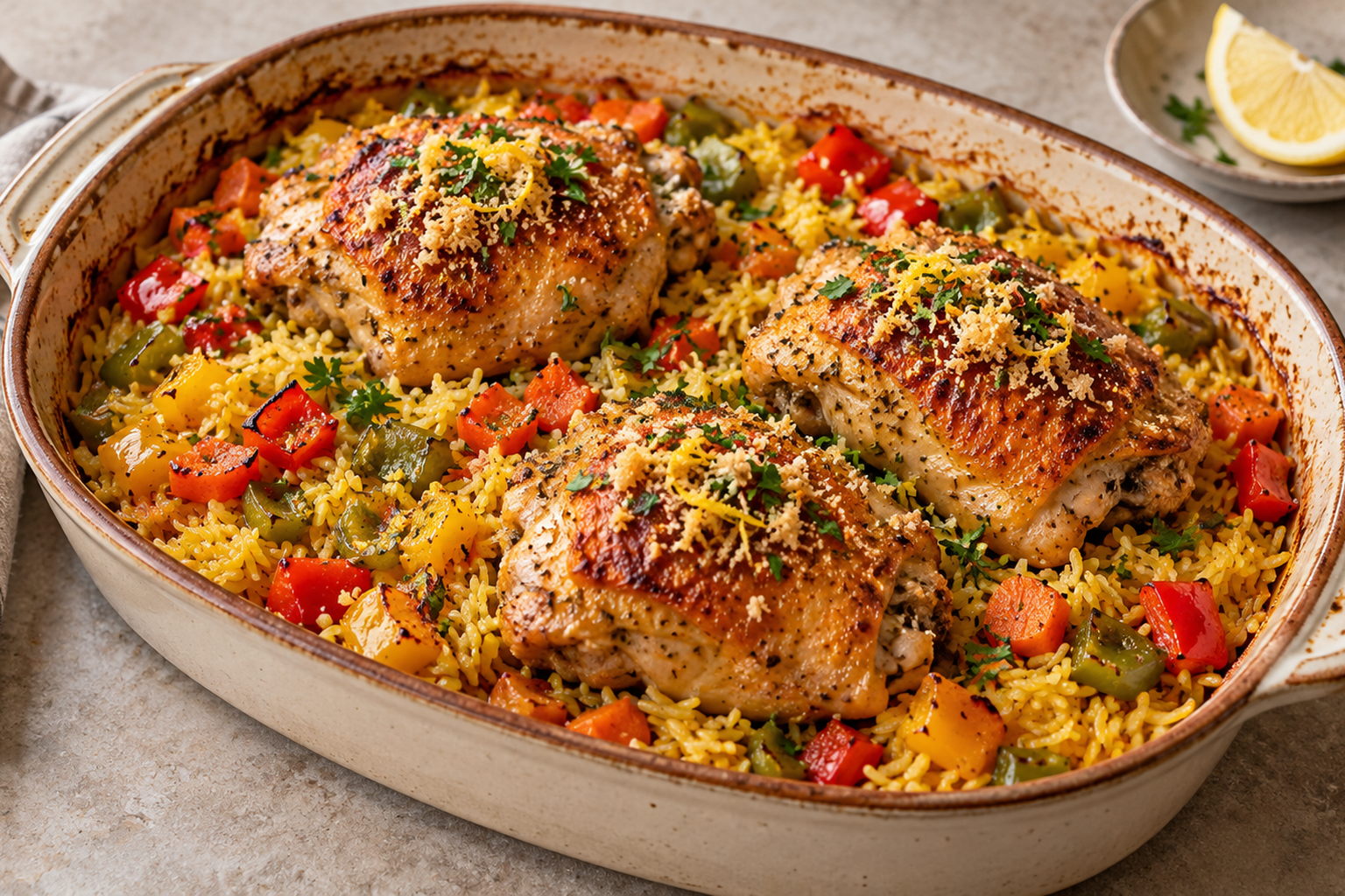 pollo al horno con arroz