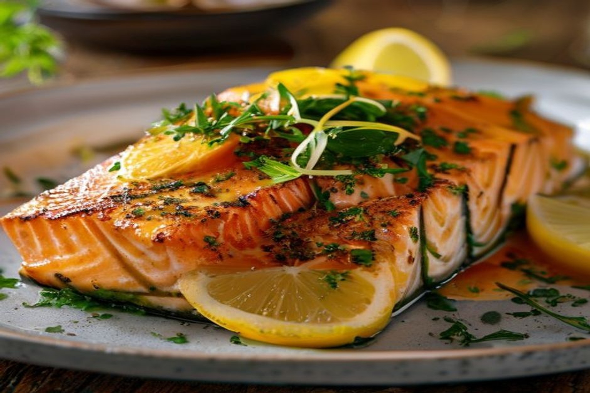 Salmon al horno con costra de finas hierbas