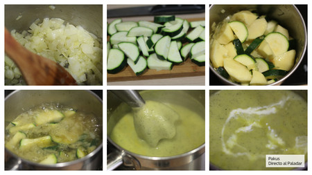 Paso 2 de la receta Crema de calabacín verde de bruja con picatostes