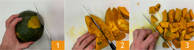 Paso 1 de la receta Crema de calabaza asada con queso de cabra