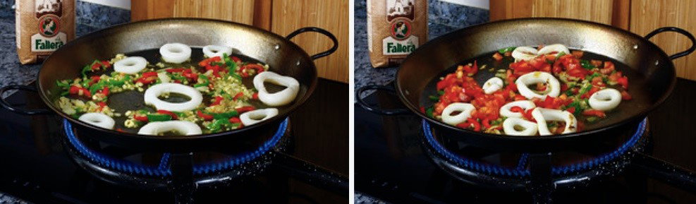 Paso 5 de la receta Paella de marisco jugosa con cebolla