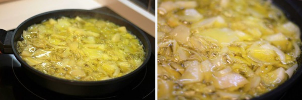 Paso 4 de la receta Tortilla española jugosa con cebolla: La receta definitiva