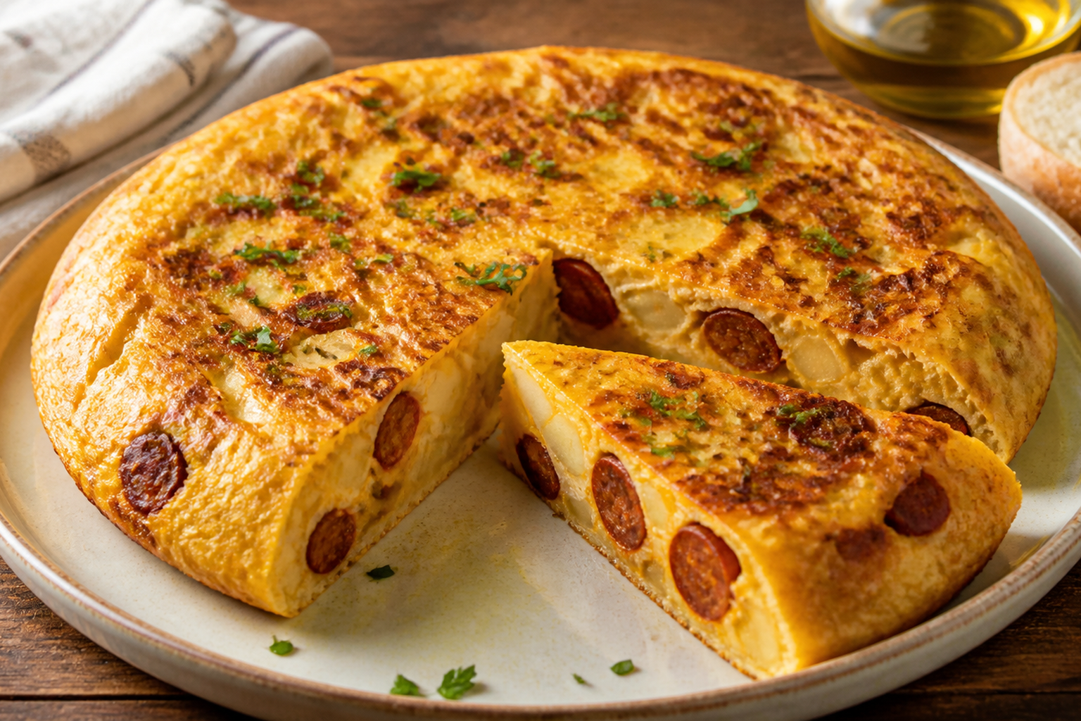 tortilla española con chorizo