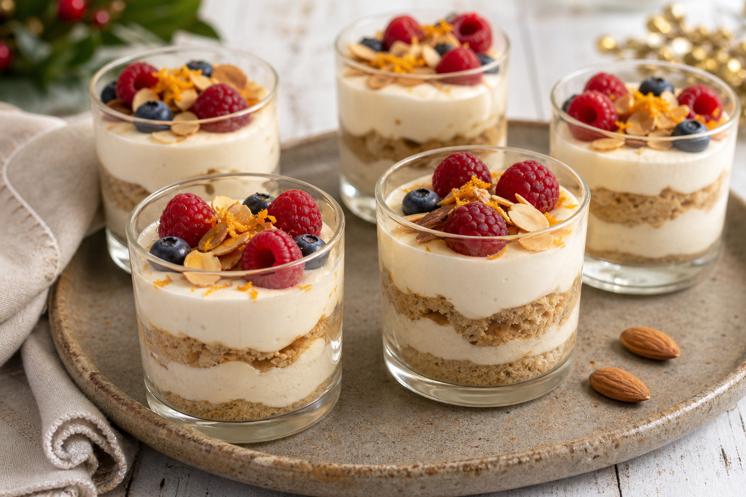 Vasitos de turrón y yogur para fin de año